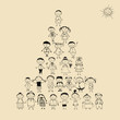 Funny pyramid with happy big family smiling together