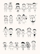 Happy big family smiling together, drawing sketch