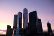 skyscrapers on sunset