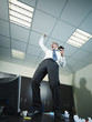 businessman having good news on the phone