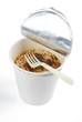 Instant noodles on white background