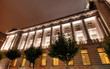 classical building facade at night