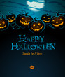 Halloween Composition with a Pumpkins and Moon