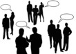 business people talking on a white background