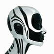 Isolated futuristic robotic head
