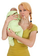 smoking cigarette mother with three months old son