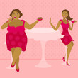thick and thin girls in a cafe