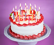 Birthday cake with lit candles Birthday cake with lit candles