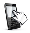 téléphone portable et icône main