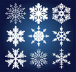 vector set of 9 snowflakes