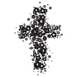 Illustration of a cross made from flowers