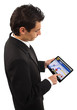 Businessman showing the direction on gps Businessman showing the direction on gps