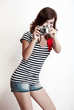Fashiuon woman with a camera Fashiuon woman with a camera