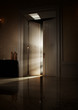 Mysterious rays of light behind door Mysterious rays of light behind door