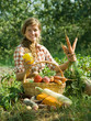 Happy girl with harvest Happy girl with harvest