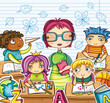 Teacher and cute children in the classroom. Teacher and cute children in the classroom.
