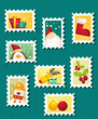 Set of Christmas Postage stamps, vector illustration