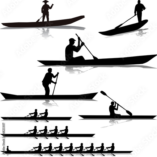 Vector: Various river rowers Various river rowers