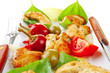 chicken chunks on basil