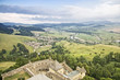 Photo: Gothic castle in Slovakia against mountain landscape. Gothic castle in Slovakia against mountain landscape.