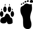 dog and man footprints silhouette - vector dog and man footprints silhouette - vector