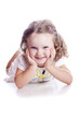 Photo of adorable young girl on white background Photo of adorable young girl on white background