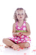 Photo of adorable young girl on white background Photo of adorable young girl on white background