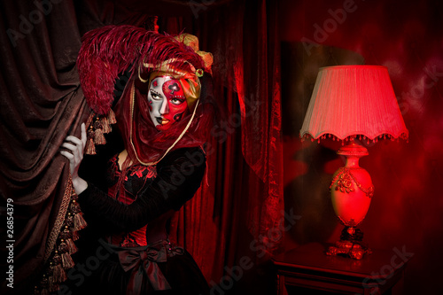 Photo: cool Venetian mask makeup over vintage interior cool Venetian mask makeup over vintage interior
