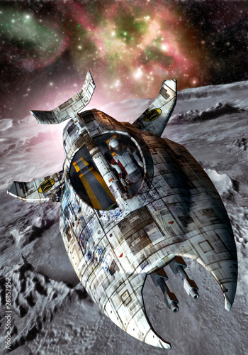 Fototapeta spaceship and moon