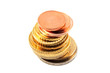 stack of euro coins on white background stack of euro coins on white background