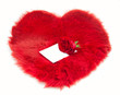 Red fur heart and note on it Red fur heart and note on it