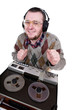 nerd enjoying music