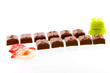 the word 'sinterklaas' made of chocolate with marzipan figures