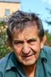 elderly smiling man in summer park