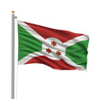 Flag of Burundi waving in the wind in front of white background