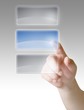 Photo: The hand press the blank button on touch screen The hand press the blank button on touch screen