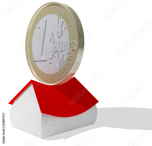 Illustration: euro coin crushing house euro coin crushing house