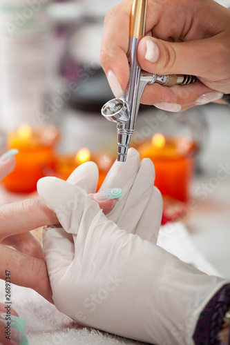 Photo: Airbrushing fingernails Airbrushing fingernails