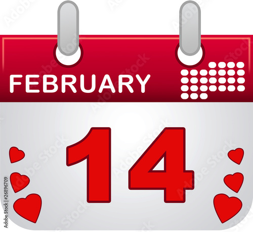 Illustration: february fourteen calendar february fourteen calendar