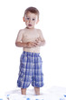 Photo of adorable young boy on white Photo of adorable young boy on white