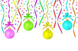 The multi-colored dull christmas balls hanging on tapes