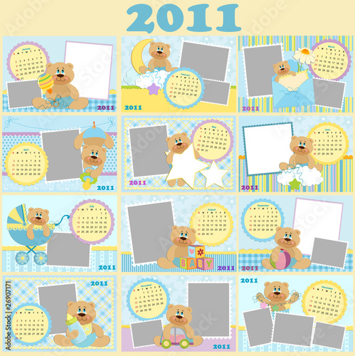 monthly calendar 2011. Zoom Not Available: Vector images scale to any size. Baby#39;s monthly calendar for 2011