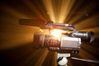 video camera against the shiny background