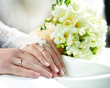 hands of groom and bride