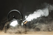 boiling kettle with dense steam