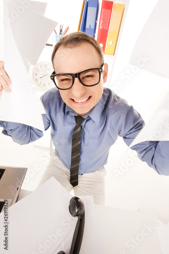Photo: funny picture of businessman in office funny picture of businessman in office