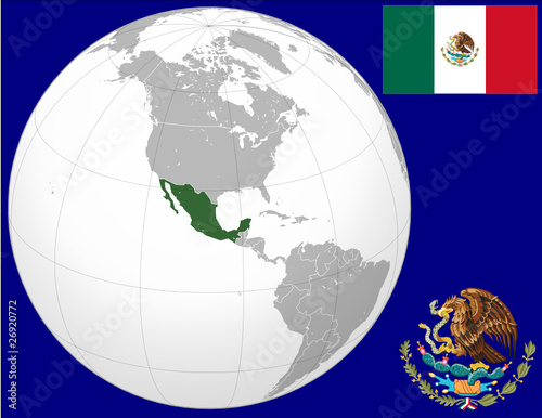 mexico map flag. Mexico globe map locator world