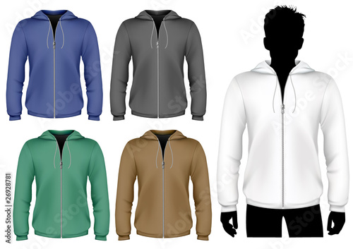 Vektor: Vector. Hooded sweatshirt with zipper design template. Vector. Hooded sweatshirt with zipper design template.