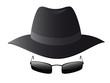 Vector: Vector illustration of black sun glasses and spy hat Vector illustration of black sun glasses and spy hat