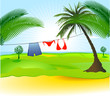 Bikini, Badehose und Palmen